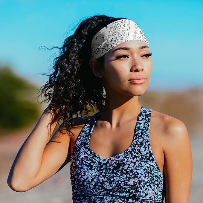 Suddora Paisley Print Bandana Headband, Multi-sport Boho Style Bandana, Non-slip Fabric, Unisex Head Accessory for Bikers