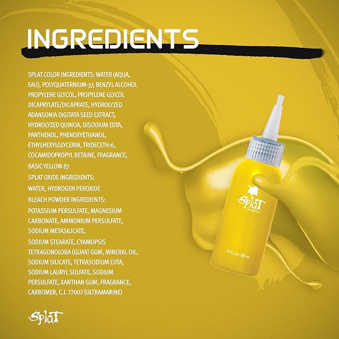 SPLAT – Lemon Drop, Semi-Permanent Hair Color (Yellow) Complete Kit with Bleach & Gloves