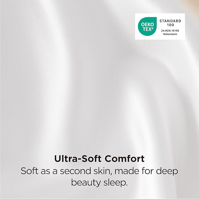 Bedsure Satin Pillowcase 2 Pack Similar to Silk Pillow Cases Standard Size, Pillow Case for Sleeping Women with Envelope Closure, Gifts for Women Men, Pure White, 20x26 Inches, 2pcs