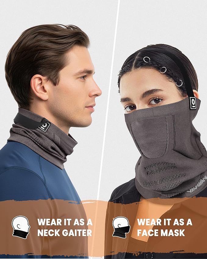 Winter Neck Warmer Gaiter Ski Face Mask, Breathable Fleece Balaclava Windproof Cold Weather Scarf
