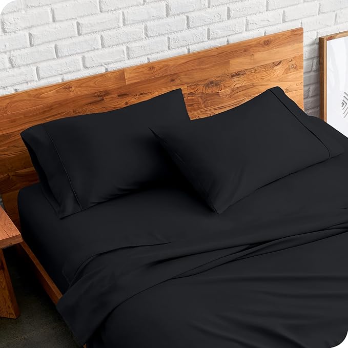 Bare Home Premium 1800 Ultra-Soft Microfiber Pillowcase Set - Double Brushed - Hypoallergenic - Wrinkle Resistant (Standard Pillowcase Set of 2, Black)