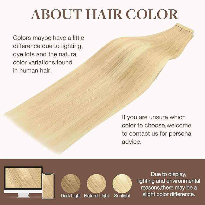 GOO GOO Tape in Hair Extensions Human Hair, 18AT60A Pearl Ash Blonde Highlights, 10inch 30g 20pcs, Skin Weft Seamless Invisible, Silky Straight with Thick Ends, Remy Human Hair