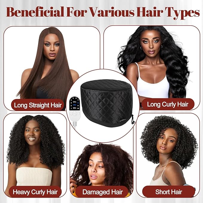 Hair Steamer for Deep Conditioning: Upgraded Heat Cap with 10-Level Fast Heating 3 Time Settings for Natural Hair Portable Thermal Steam Cap for Home Hair Treatment