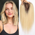 HAIRCUBE Hair Toppers For Women With Thinning 5"*5" Large Base Real Hair Toppers For Women, 14 Inch For Hand-Woven, 60g, Silk, Natural, realistic, Use Daily, Hairloss, Ombre Light Blonde, No Bangs