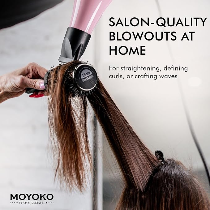 Silver Arch Round Brush for Blow Out (35mm) Professional Metal Round Hair Brush for Blow Drying Hair with Sectioning Pin, Salon Quality Honeycomb Design with Anti-Static Ionic Technology