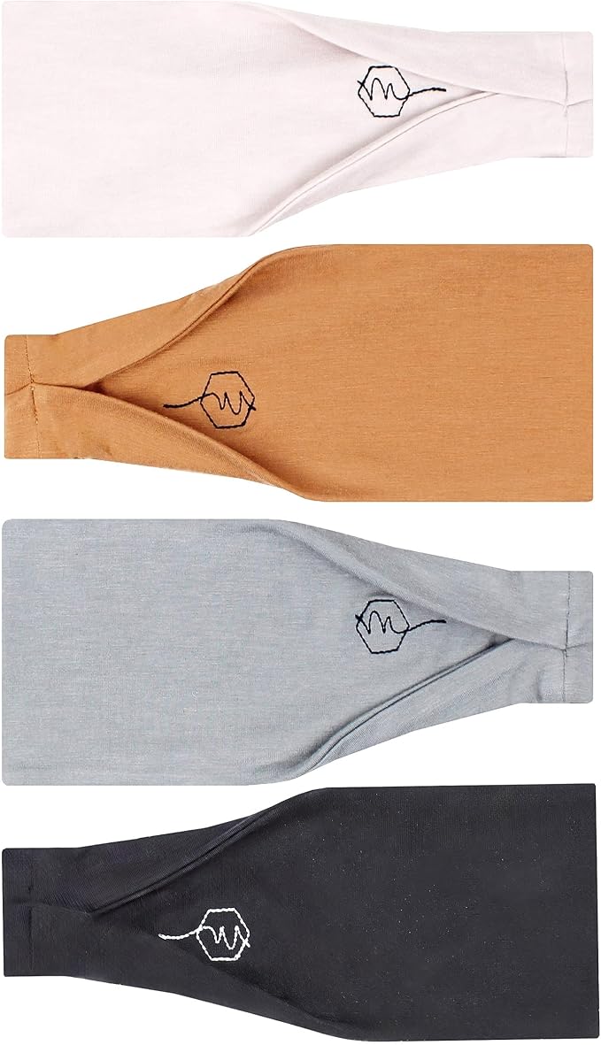 Maven Thread 4" Wide Workout Headbands for Women (4 Pack) – Non-Slip Sweatbands for Gym, Running & Yoga
