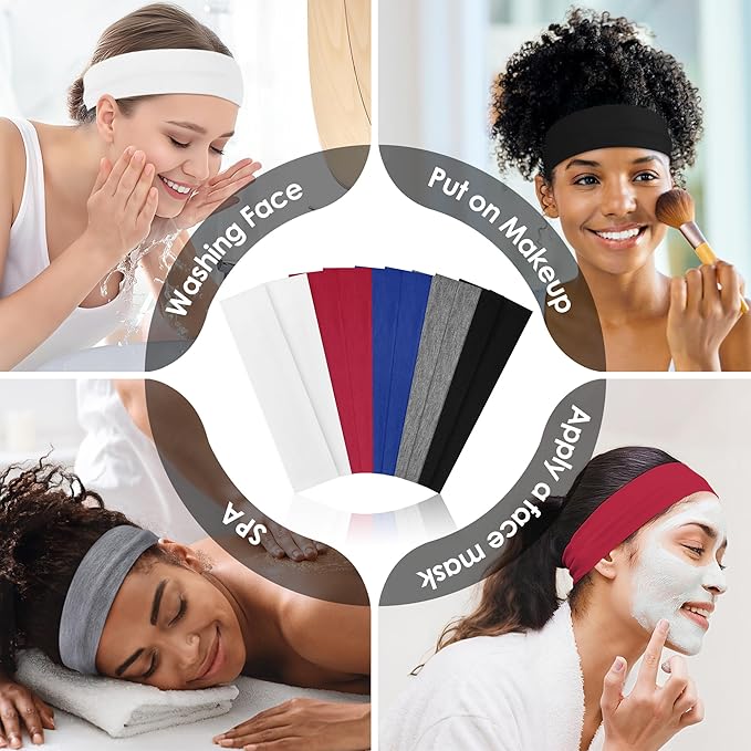 10 PCS Headbands for Women - Fashion Non Slip Cotton Headbands for Women and Men Perfect for Sports and Outdoor Activities in Summer,Including Running, Yoga, Cycling, Gym Workouts