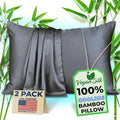Pillow Cases - 100% Viscose Derived from Bamboo - Cooling Pillowcase - Standard Size, Dark Gray, Set of 2 Zippered - for Hot Sleepers - Soft Pillow Covers - by Vegan Silk