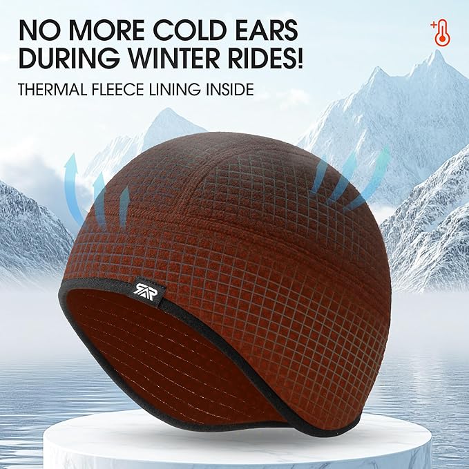 Skull Cap Helmet Liner, Winter Thermal Cycling Cap for Men & Women, Lightweight Cycling Hat for Biking Running Outdoor Work