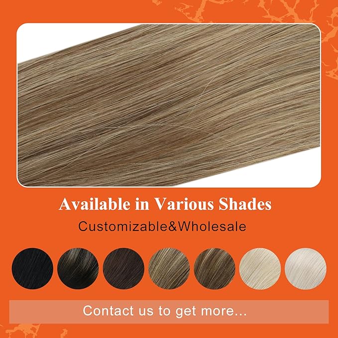 Full Shine Invisible Tape in Hair Extensions Balayage Golden Blonde Highlight Double Sided Tape in Extensions 22Inch 20Pcs 50Grams Seamless Tape Ins Human Hair Extensions for Wedding