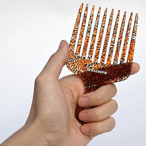 14MX Hair Comb for Women, Wide Tooth Comb for Curls, Afro Pick, 5.5 Inches, Leopard (1 PACK)