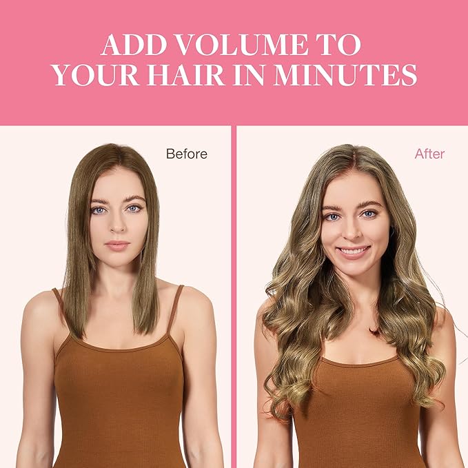 GOO GOO Clip in Hair Extensions Real Human Hair, Remy Human Hair Extensions Clip ins for Women, Natural Human Hair, 16inch 150g 9Pcs, 7 Bronde