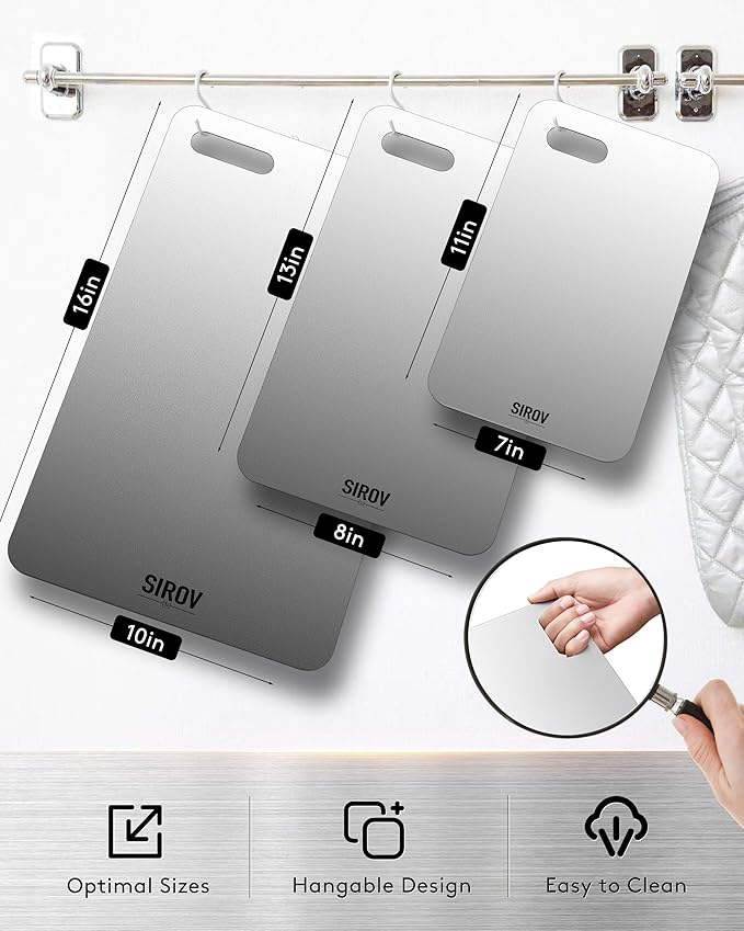 Titanium Cutting Board, 100% Pure Titanium Cutting Boards For Kitchen, Best Non Toxic titanium chopping board, Dishwasher safe, Hygiene and Durability for Meat, Fruit, and Vegetables (10.2L*6.3W)
