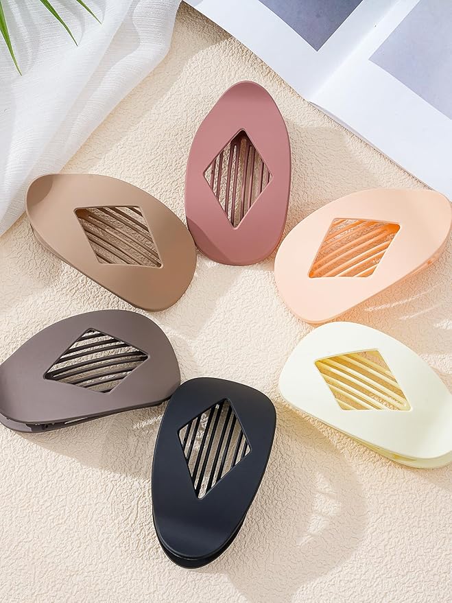 6 PCS Flat Hair Clips for Women - French Medium Flat Claw Clips for Thick Thin Hair, Strong Grip Non Slip Hair Claw Clips for Women Girls
