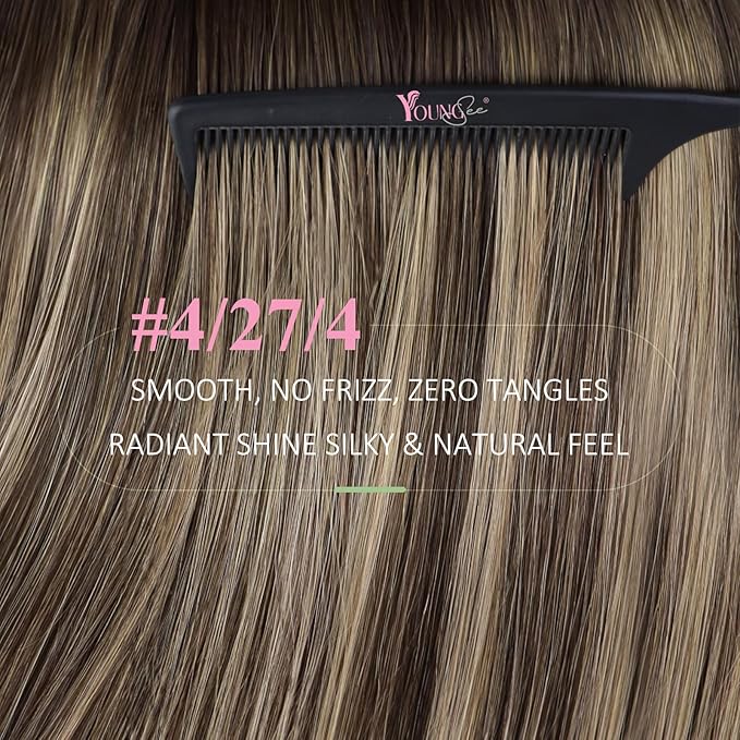 YoungSee Tape in Hair Extensions Human Hair Balayage Tape in Hair Extensions Human Hair Ombre Dark Brown to Blonde Tapes ins Human Hair Extension 12In Tape-on Hair Extension for Short Hair 20pcs 30g