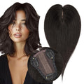 S-noilite Hair Toppers for Women Real Human Hair 3D 360° Cover Clip in 100% Real Human Hair Toppers 3″*4″ Clip in Silk Base 12 inch Natural Black