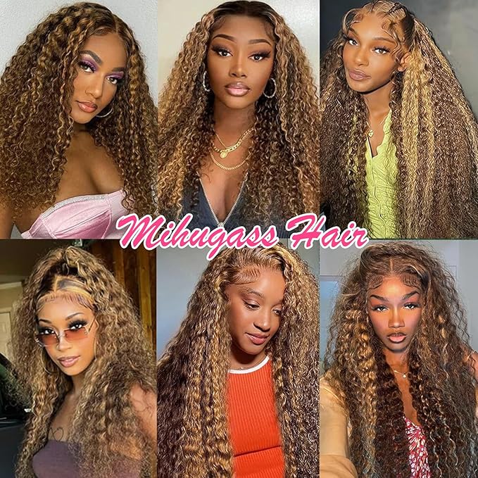 Kinky Curly Clip in Hair Extensions Real Human Hair 4/27/4 Omber Kinky Curly Clip ins For Women 3c 4a Brazilian Virgin Clip on Hair (24inch,#4/27/4)