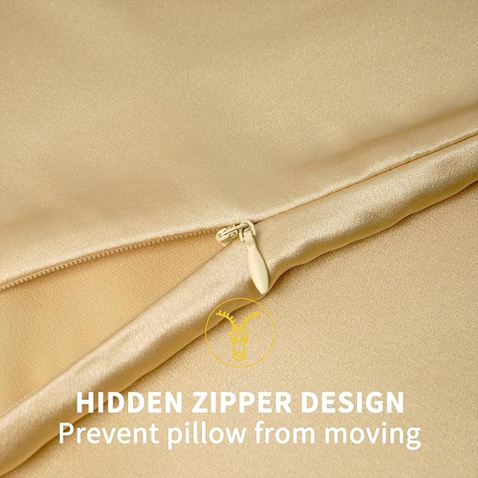ZIMASILK 100% Pure Mulberry Silk Pillowcase for Hair and Skin Health,Soft and Smooth,Both Sides Premium Grade 6A Silk,600 Thread Count,with Hidden Zipper,1pc(Standard 20''x26'',Champagne)