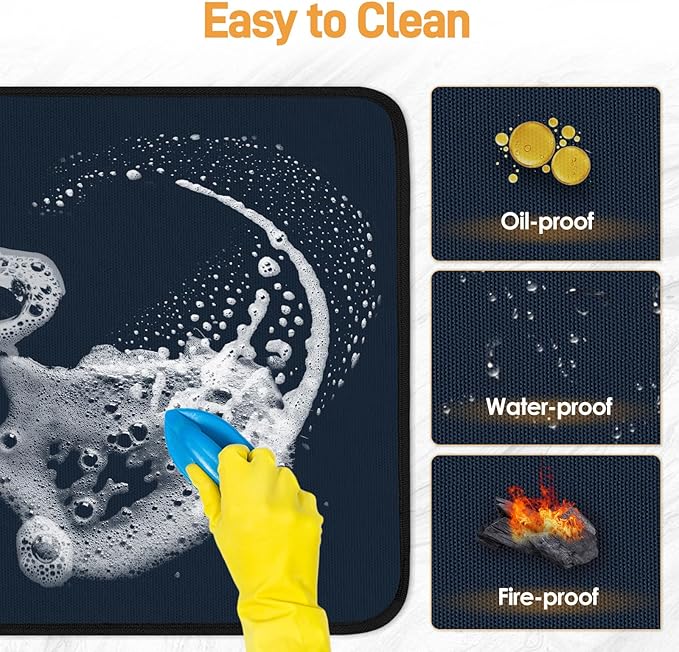 Heat Resistant Mat for Air Fryer, 16 x 24in Heat Resistant Mat for Countertop, Fireproof Silicone Countertop Protector Appliance Slider for Air Fryer, Coffee Maker, Toaster, Oven - Blue