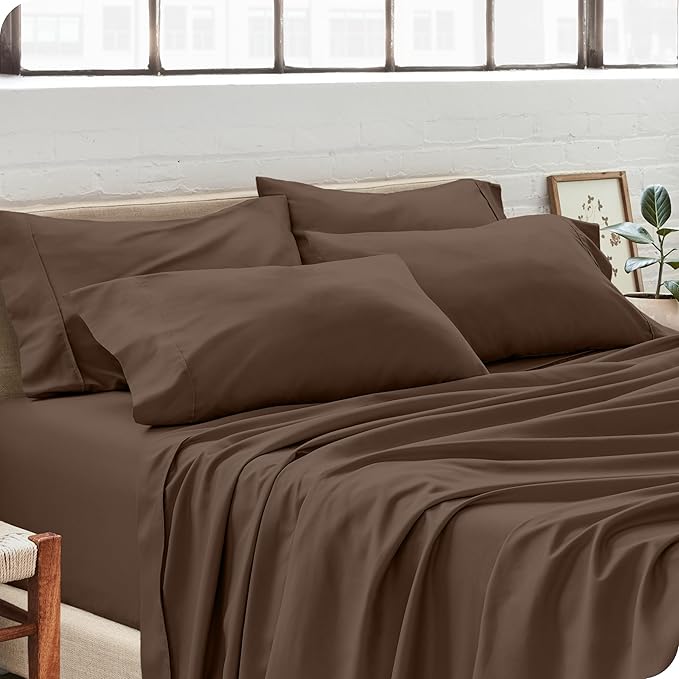 Bare Home Microfiber 4 Pack Standard/Queen Pillowcases, Cocoa, 20x30