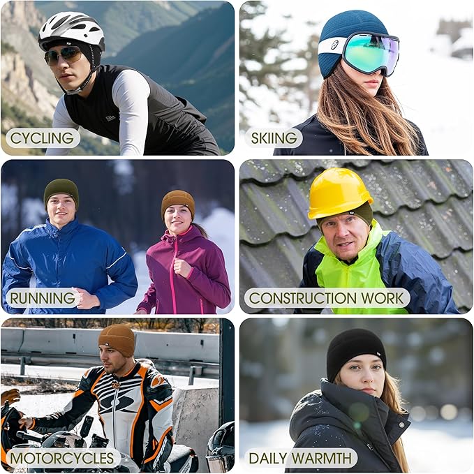 Skull Cap Helmet Liner, Winter Thermal Cycling Cap for Men & Women, Lightweight Cycling Hat for Biking Running Outdoor Work