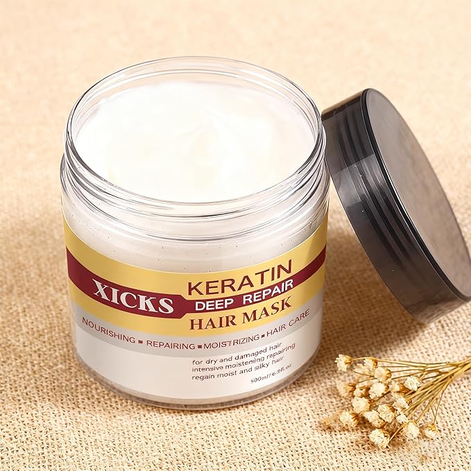 Keratin Hair Mask - Deep Repair, Nourishing & Moisturizing for Dry, Frizzy, Damaged & Chemically Treated Hair, 500ml/16.9fl oz