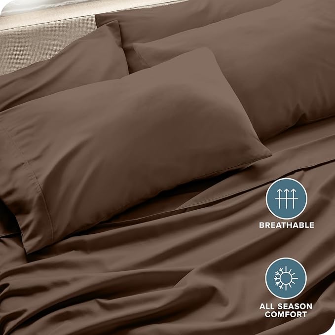Bare Home Microfiber King Size Pillowcases - 4 Pack, Cocoa, 20x40