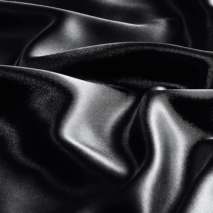 BEDELITE Satin Pillowcase with Zipper 2 Pack, Black Pillow Cases Standard Size, Super Soft and Cooling Similar to Silk Pillow Cases, Gift for Women Men(20x26 Inches)