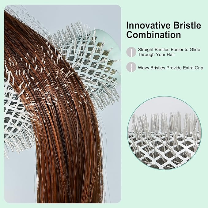 Eagle Fortress Round Brush for Blow Out, Thermal Ceramic Hair Brush for Blow Drying with Ionic Bristle for Professional Blowout Brushing - Green, 43mm