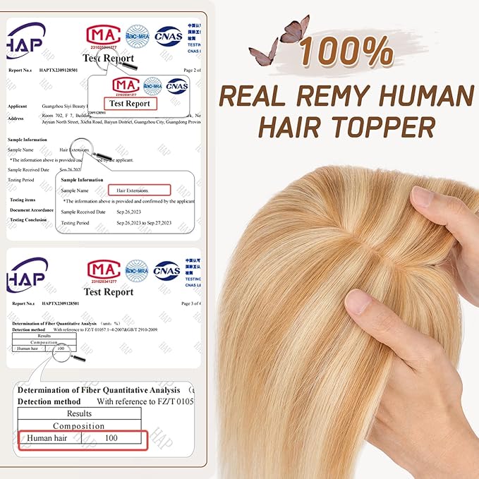 Rich Choices Real Human Hair Toppers for Women With Bang 100% Remy Human Hair Topper for Thinning Hair Clip in Silk Base Hair Topper 16 Inch #12P613 Golden Brown Mix Bleach Blonde