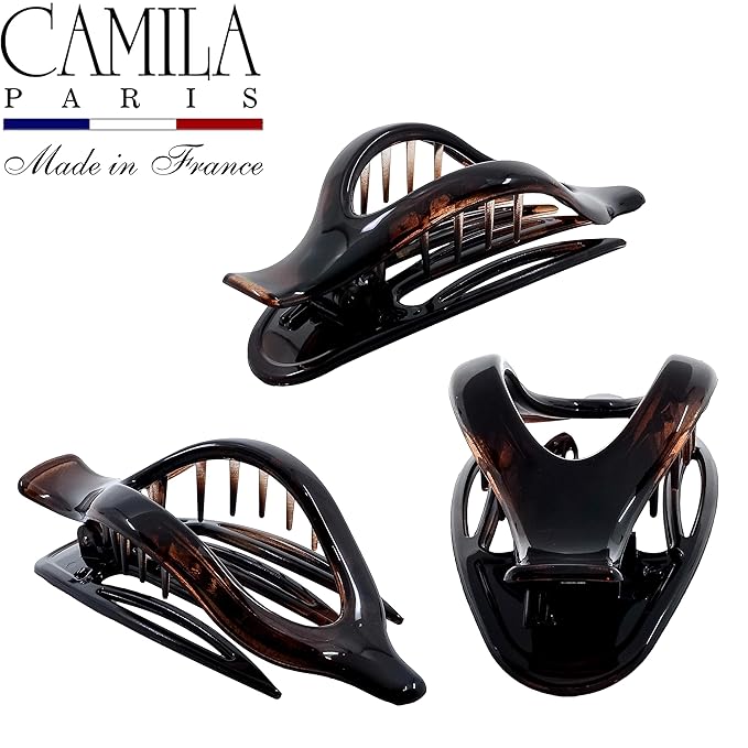 Camila Paris CP2372 French Hair Clips, Large Side Slide Hair Clips for Long Curly Wavy Hair, Strong Hold No Slip Grip, Girls Hair Claw Clips for Women, Styling Girls Hair Accessories, Made In France