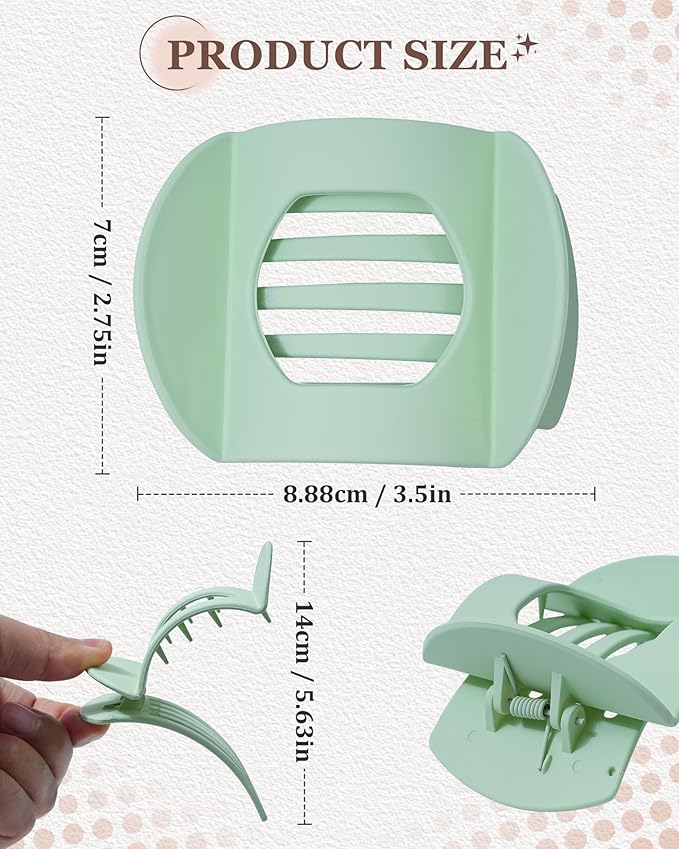 6 Pack Flat Hair Clips for Women, No-Slip Flat Claw Clips,Large Strong Hold Square French Claw Clips for All Hair Textures (Matted Morandi Color)