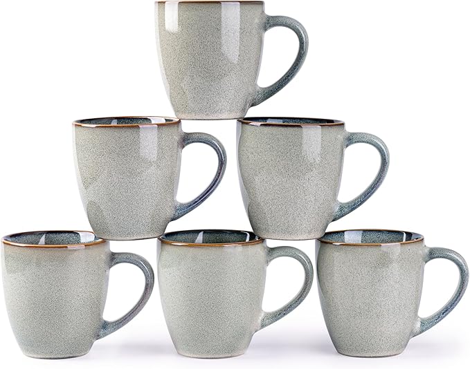 GBHOME Ceramic Coffee Mugs Set of 6, 12oz Stoneware Coffee Mugs Set For Dad Mom Women MEN, Light Weight Coffee Cups for Latte/Tea/Beer/Hot Cocoa, Dishwasher & Microwave Safe