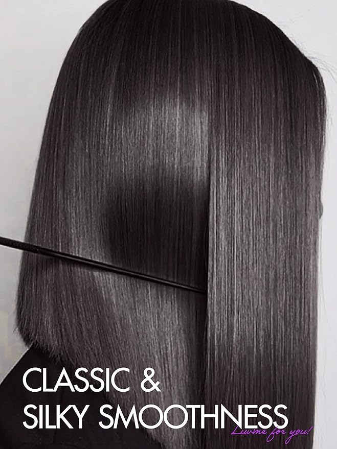 LUVME HAIR 12 Inch Glueless Bob Wigs Human Hair Pre Plucked, 5x5 HD Lace Closure Wigs Human Hair 180 Density, Ready to Go Blunt Cut Bob Wig with Bleached Knots & Pre Cut Lace