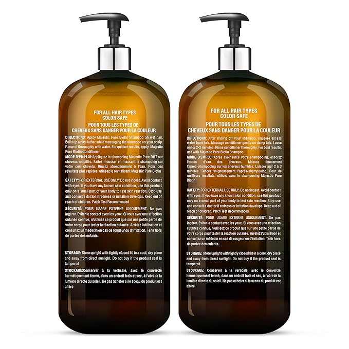 MAJESTIC PURE Biotin Shampoo and Conditioner Set with DHT Blocker Complex - Hydrating, Nourishing & Supporting Healthy Hair, Sulfate Free, for Men & Women - 16 fl oz each