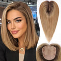 starluck Hair Toppers for Women Real Human Hair, 5"*5.5"Large Coverage Ombre Ash Blonde HairTopper No Bangs,100% Real Human Hair Toppers for Women with ThinningHair,Cover Gray Hair Roots