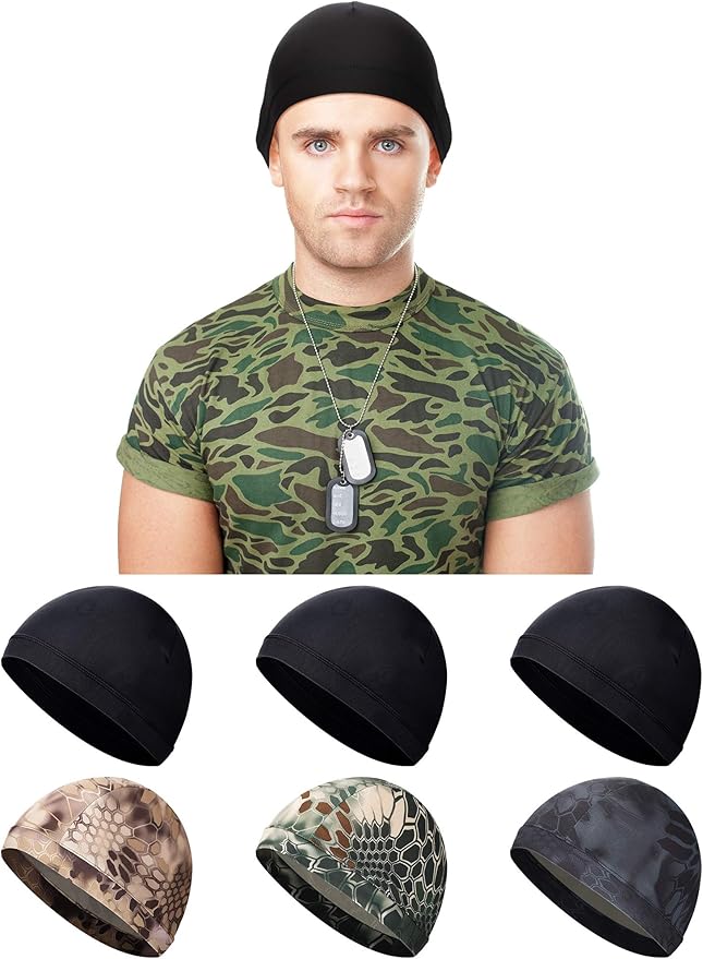 SATINIOR 6 Pcs Cooling Skull Cap Helmet Liner Sweat Wicking Cap Hard Hat Liner Bandana for Men Women Sports Cycling Running