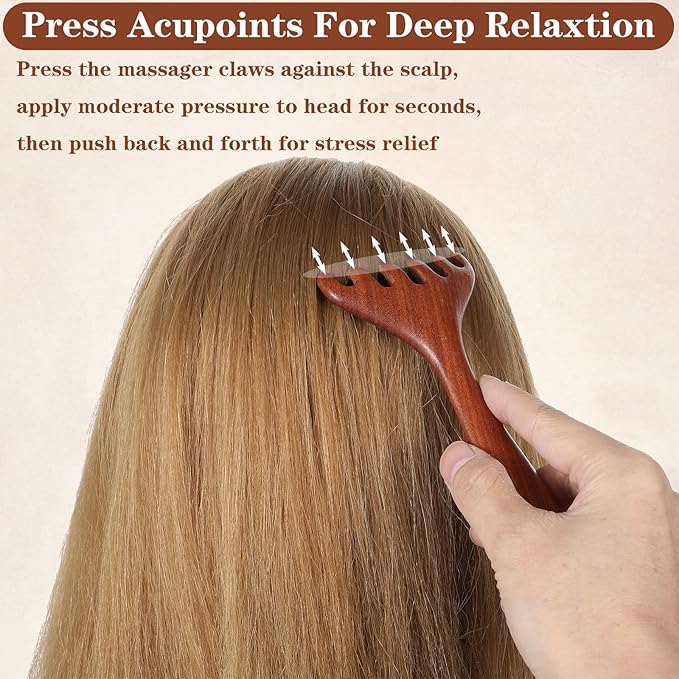 3 PCS Wooden Scalp Massager Comb Sandalwood Acupoint Massage Pen Wide Tooth Combs Hand Held Neck Foot Leg Meridian Scalp Massage Tool Wooden Acupressure Stick for Body Relaxation Head