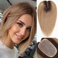 starluck Hair Toppers for Women Real HumanHair,5.5"*4"MONO Large Base,100% Real Human Hair-Toppers for Women with Thinning,46g Hand-moven Topper,Gray Roots,High Volume,Ombre Ash Blonde