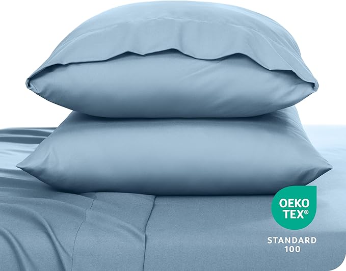 Bare Home Microfiber Pillow Cases - King 20x40 - Cooling Pillowcases - Double Brushed - Easy Care - Envelope Closure (King Pillowcase Set of 2, Light Blue)