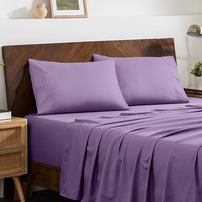 Bare Home Microfiber Pillow Cases - King 20x36 - Cooling Pillowcases - Double Brushed - Easy Care - Envelope Closure (King Pillowcase Set of 2, Lavender)