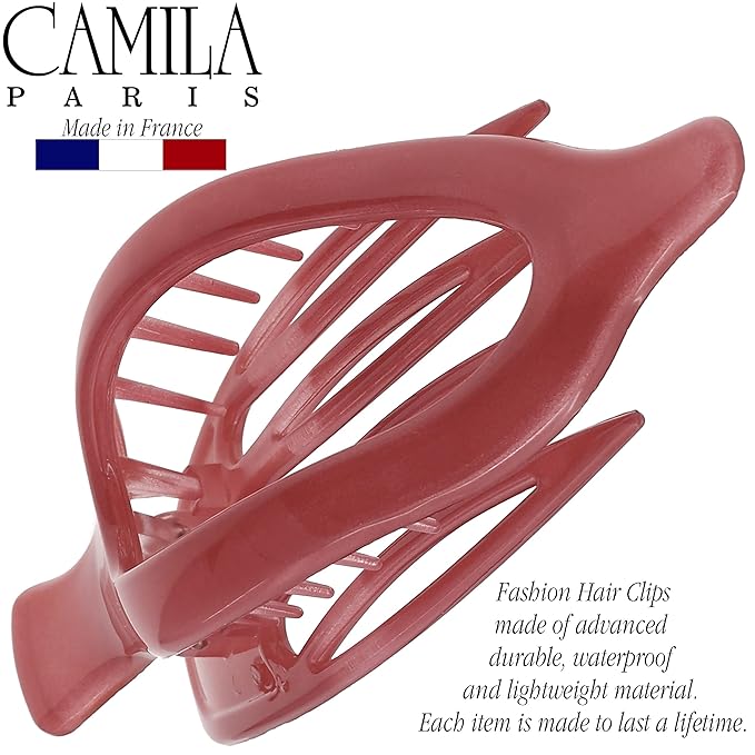 Camila Paris CP3232 French Hair Clips, Large Side Slide Hair Clips for Volume Hair, Strong Hold No Slip Grip, Girls Hair Claw Clips for Women, Durable Styling Girls Hair Accessories, Made In France