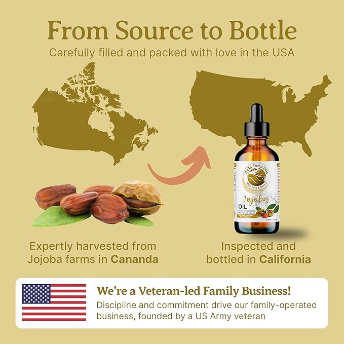 Bella Terra Oils - Organic Jojoba Oil 16oz - Unveiling Organic Jojoba's Beauty Secrets, Saturated with Vitamin B5 & Folic Acid, The Gold Standard of Body Oil Moisturizers