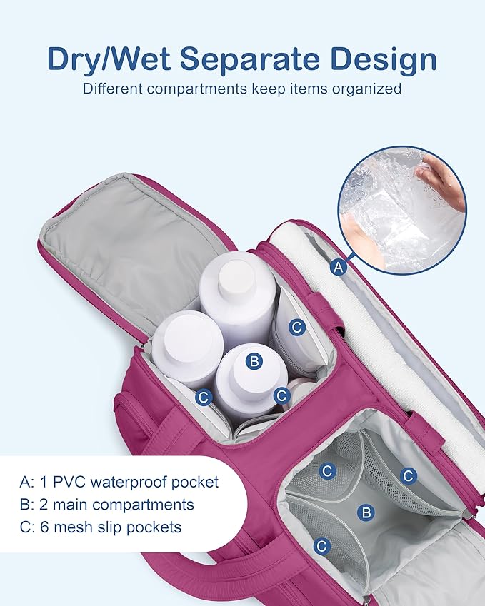 TOPDesign Travel Toiletry Bag for Women, Puffer Large Toiletry Bag, Lightweight Cosmetic Makeup Organizer with Handle for Traveling, Accessories, Essentials, Toiletries (Dark Purple)