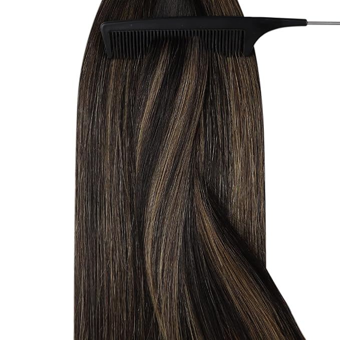 YoungSee Nano Hair Extensions Human Hair Brown Nano Bead Hair Extensions Human Hair Balayage Nanolink Hair Extension Dark Brown Ombre Medium Browns Nano-Tip Hair Extension 14inch 50s 50g