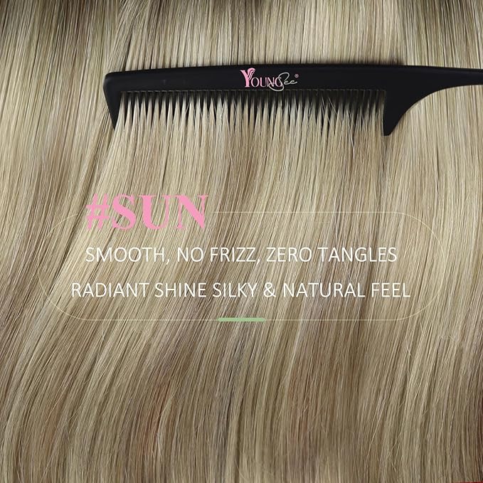 YoungSee Tape in Hair Extensions Human Hair Balayage Blonde Tape in Hair Extensions Ash Blonde with Platinum Blond Tape-in Human Hair Extension Ombre Tap ins Extension 20In 50g 20pcs for Wedding
