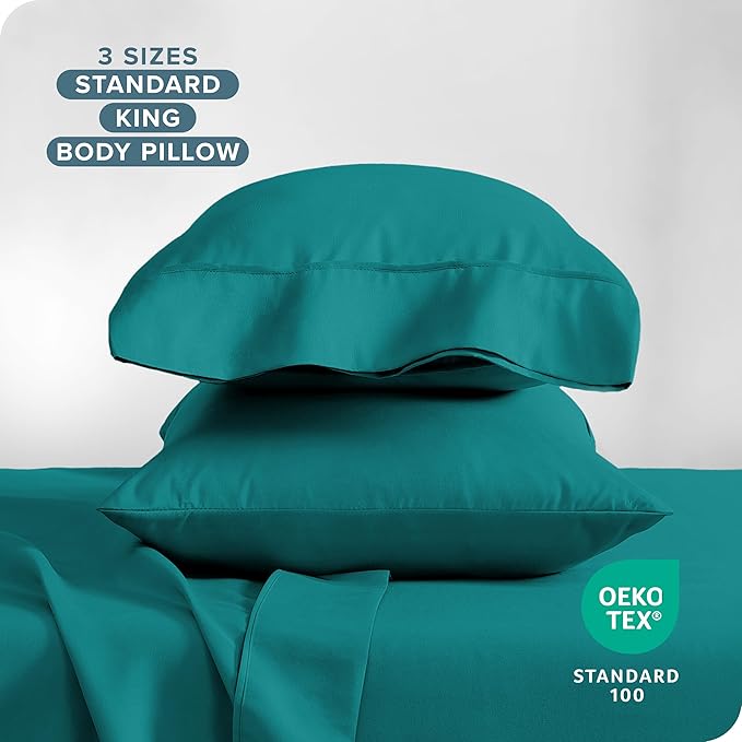 Bare Home Microfiber Pillow Cases - King Size Set of 2 - Cooling Pillowcases - Double Brushed - Emerald Pillowcases 2 Pack - Easy Care (King Pillowcase Set of 2, Emerald)
