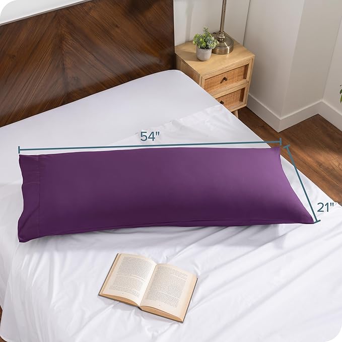 Bare Home Microfiber Body Pillow Cover - Ultra Soft & Cooling - Double Brushed - Envelope Closure - Easy Care (20''x54'' Body Pillow Cover, Plum)