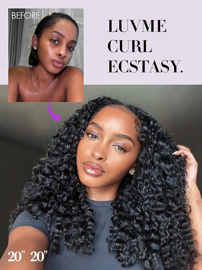 LUVME Burmese Curly Clip in Hair Extensions Real Human Hair Messy Curly Clip Ins Fullness with 1 Pack for Women Brazilian Remy Human Hair Natural Black 135g 22Inch