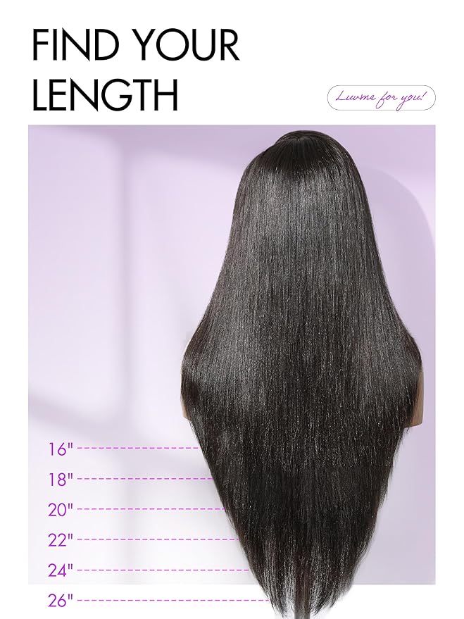 LUVME HAIR 7x6 All-Day Comfor Wig PartingMax Lace Wigs 200% Density Yaki Straight Lace Front Wigs Human Hair Pre Cut Plucked Lace Frontal Glueless 22 Inches Natural Black Color